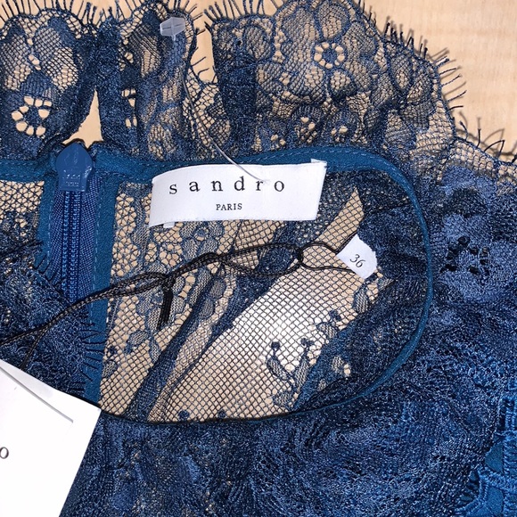 SANDRO Bartsie paneled scallop macramé lace dress - Picture 9 of 16